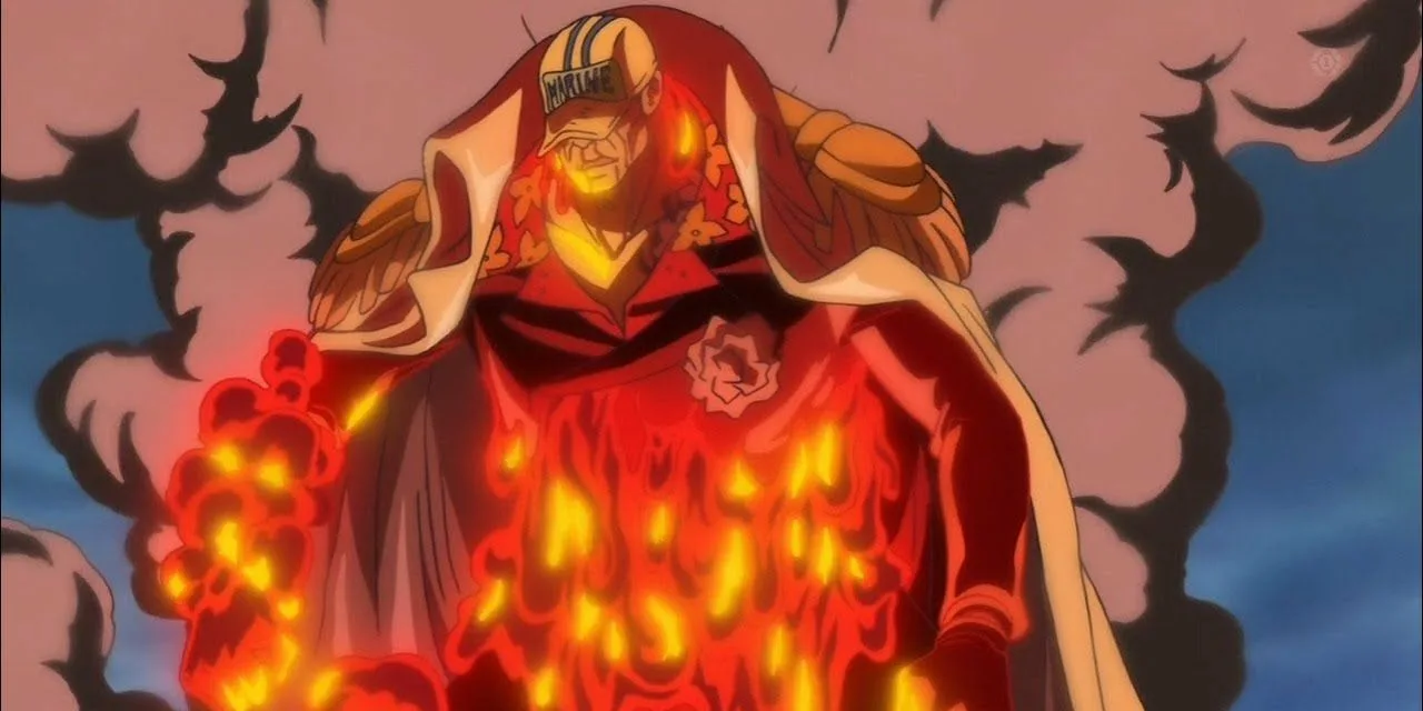 Akainu wielding magma powers from Magu Magu no Mi