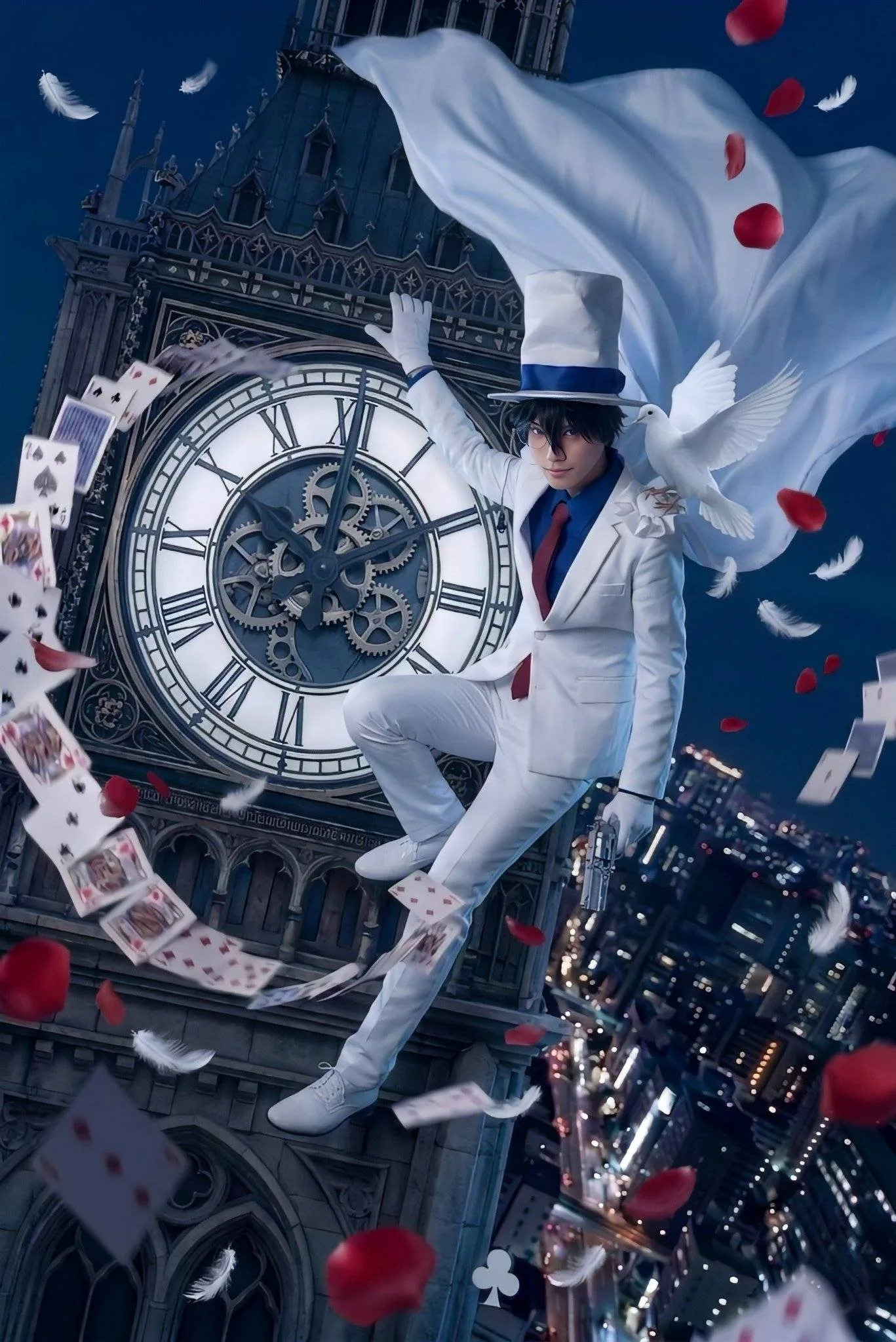 Kaito Kid cosplay by Nori in action pose
