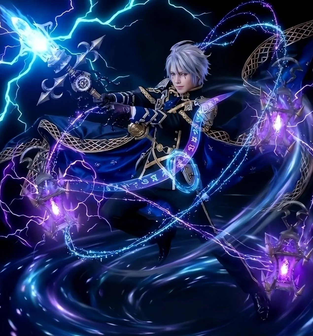 Kaito Kid cosplay by Nori with full moon background