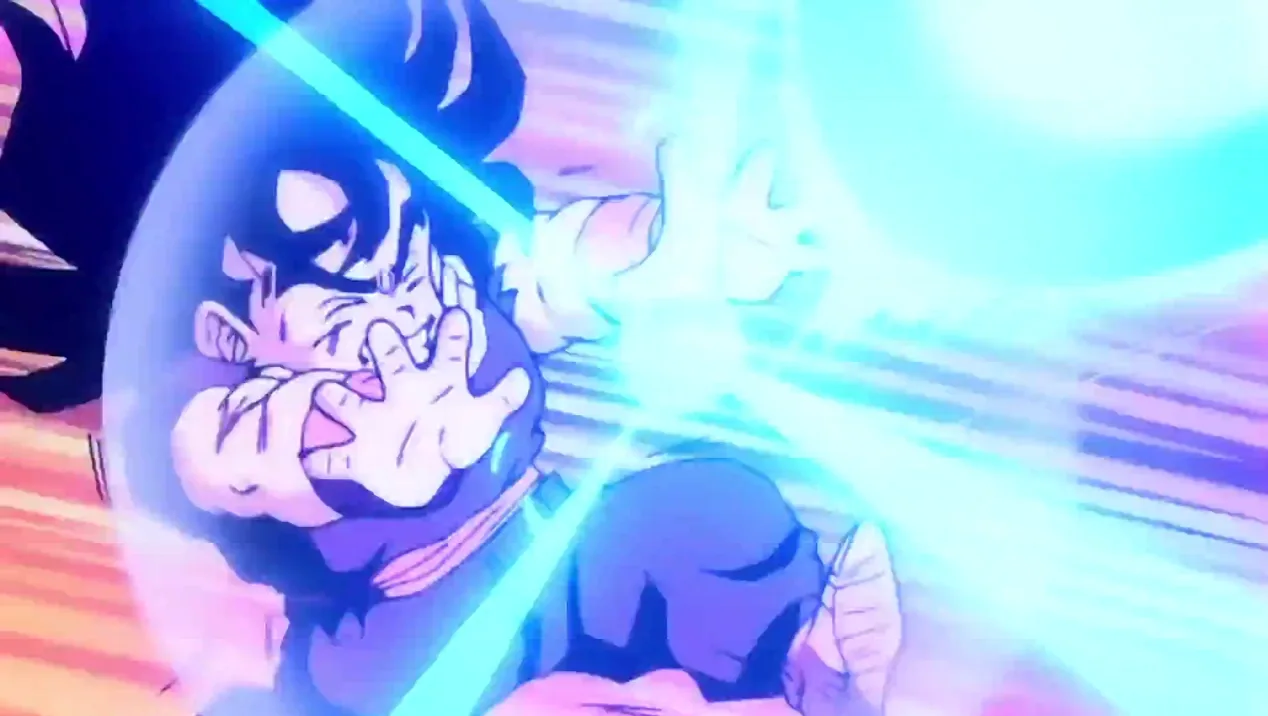 Goku, Krillin, and Gohan forming the Spirit Bomb