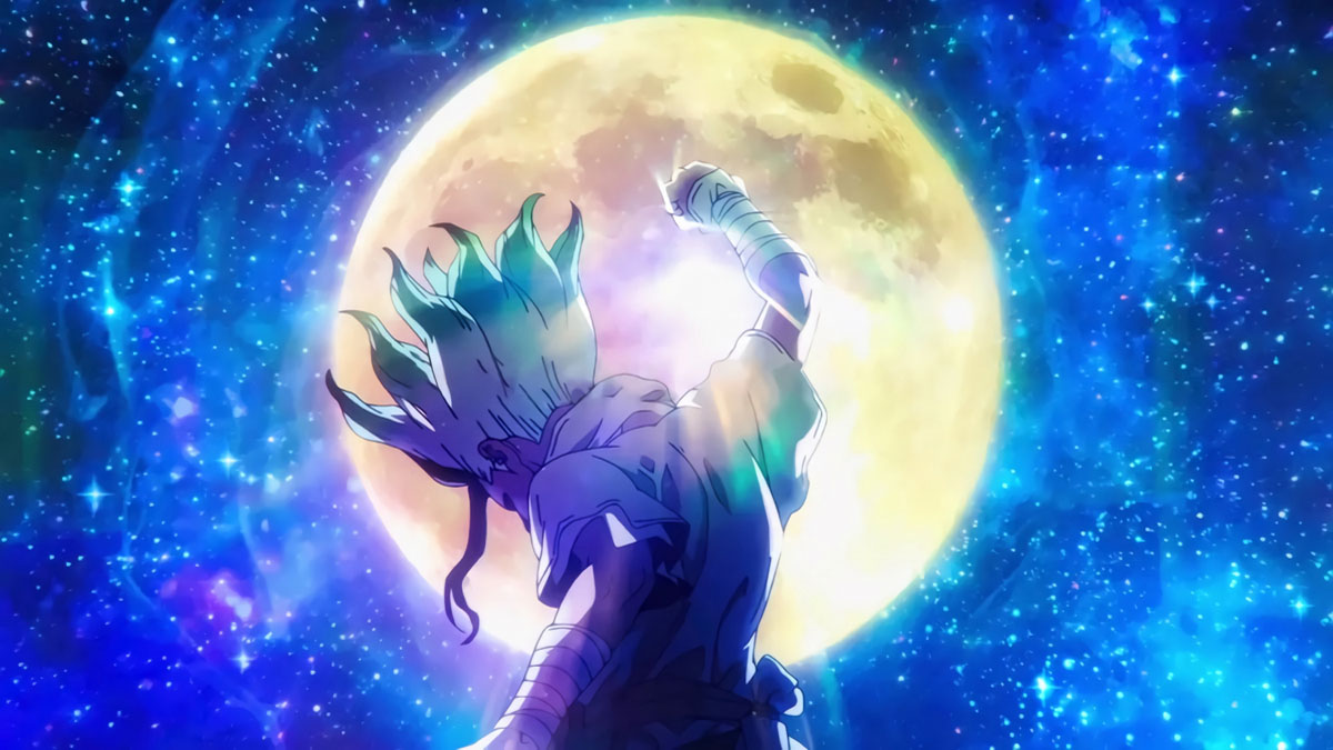 Senku and team on the Moon in Dr. STONE finale