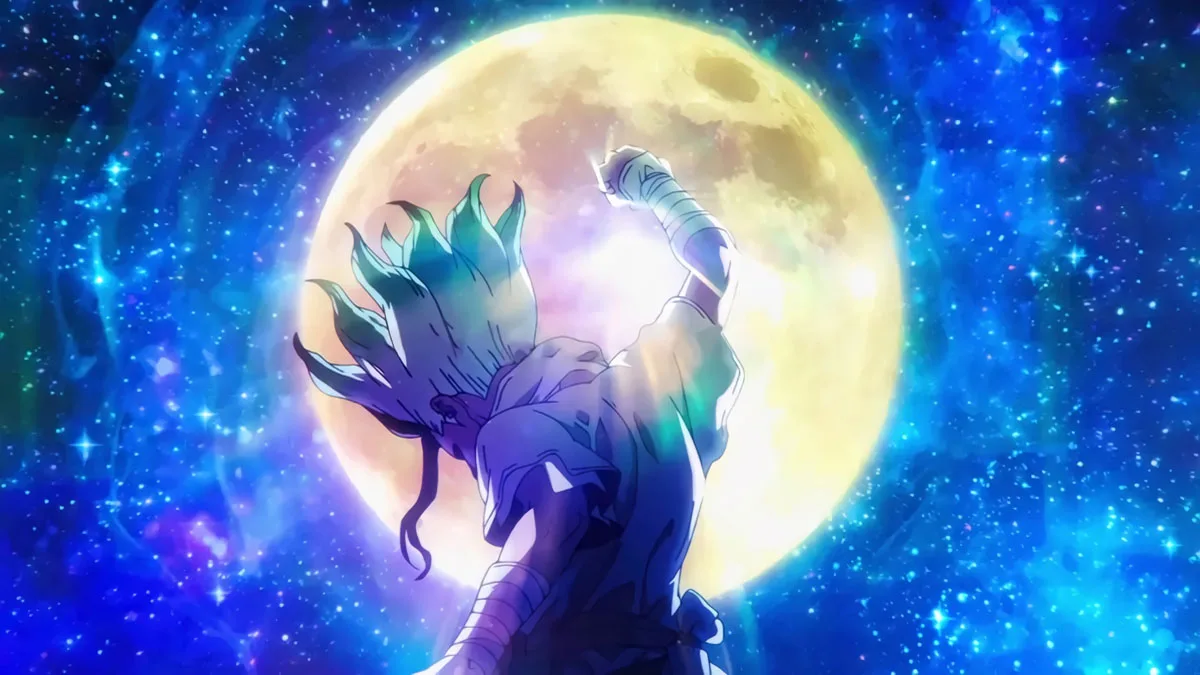 Senku and team on the Moon in Dr. STONE finale