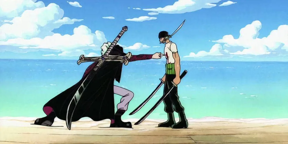 Mihawk and Zoro in One Piece