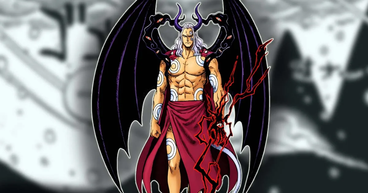 Imu's true Devil Fruit form with black fire circle