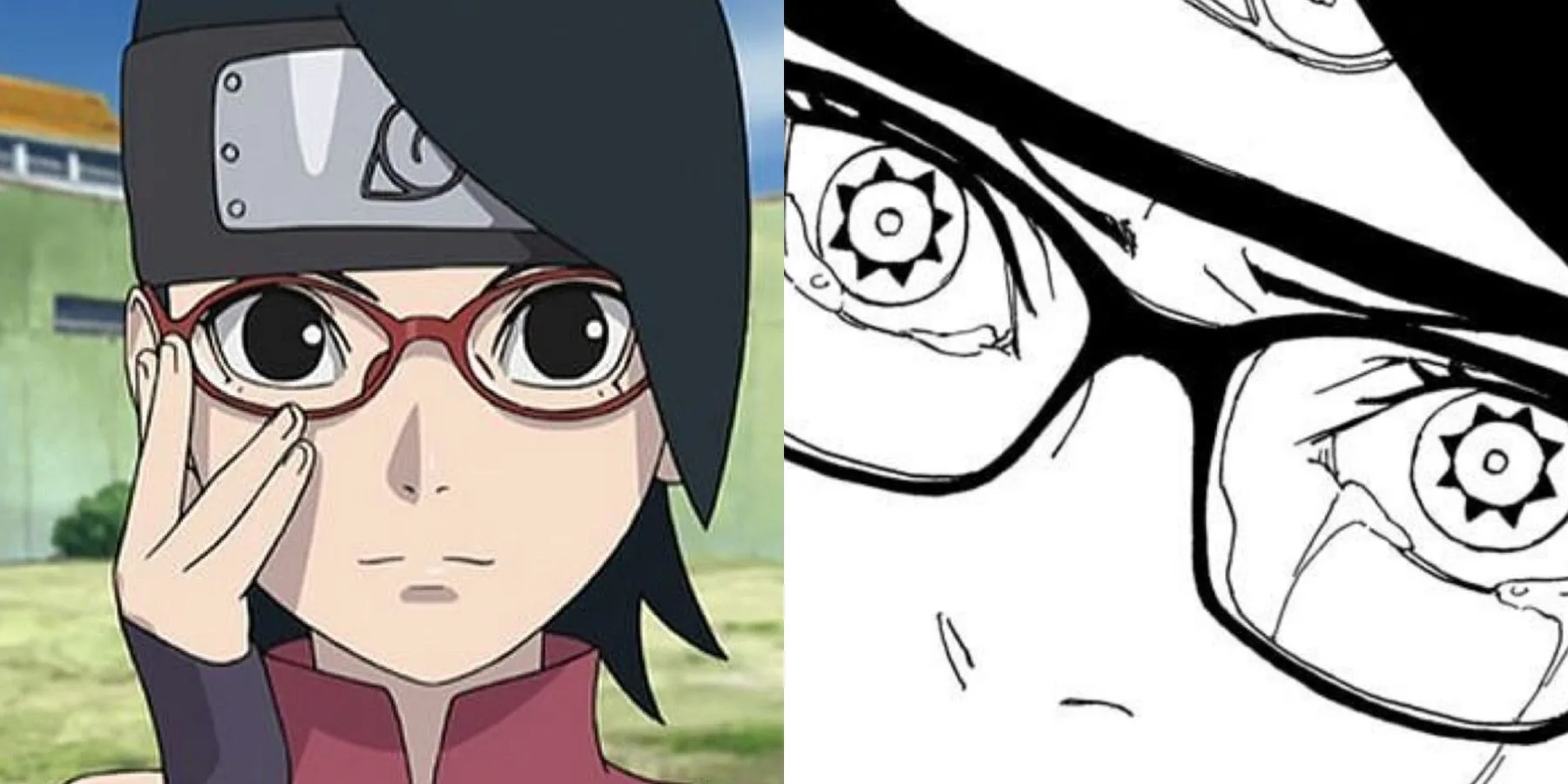 Uchiha Sarada with Mangekyo Sharingan in Boruto