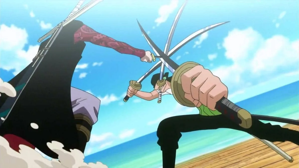 Zoro vs Mihawk in One Piece