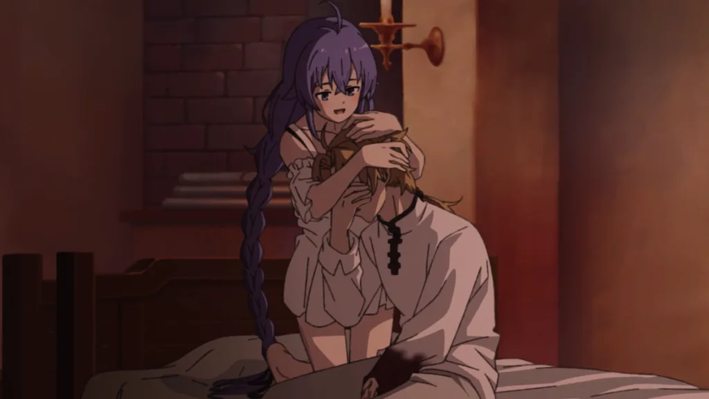 Roxy comforting Rudeus