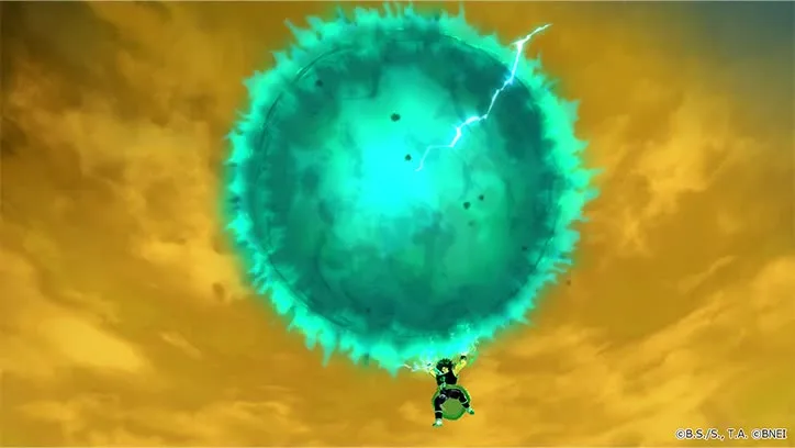 Broly unleashing Planet Crusher attack