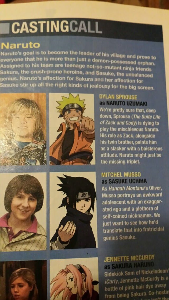 Wizard Magazine's 2006 Naruto live-action casting choices. Photo: Bumby