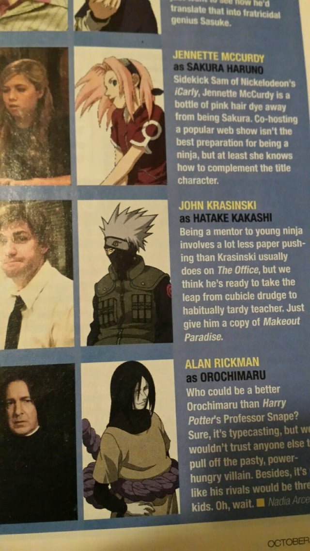 Surprising casting choice for Orochimaru. Photo: Bumby