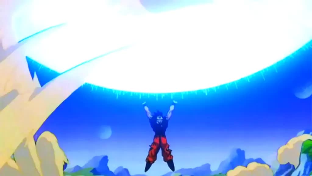 Goku unleashing Spirit Bomb against Kid Buu