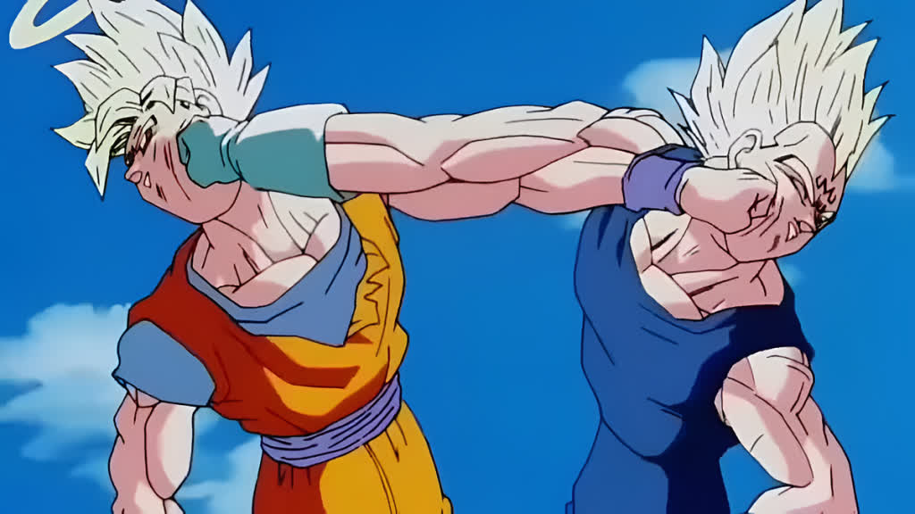 Goku facing Majin Vegeta