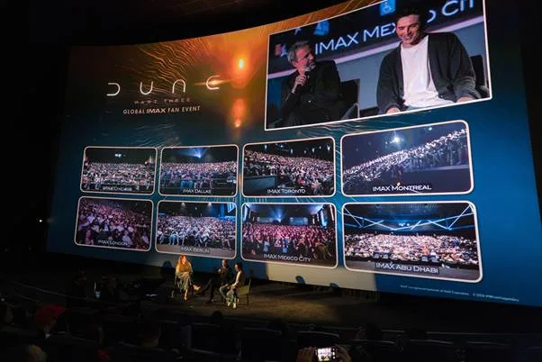 Director Denis Villeneuve and Timothée Chalamet at the Dune trailer premiere