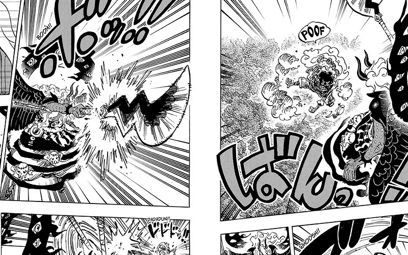 One Piece chapter 1189 cover featuring Nami angry at monkey-transformed Luffy, Zoro, and Sanji
