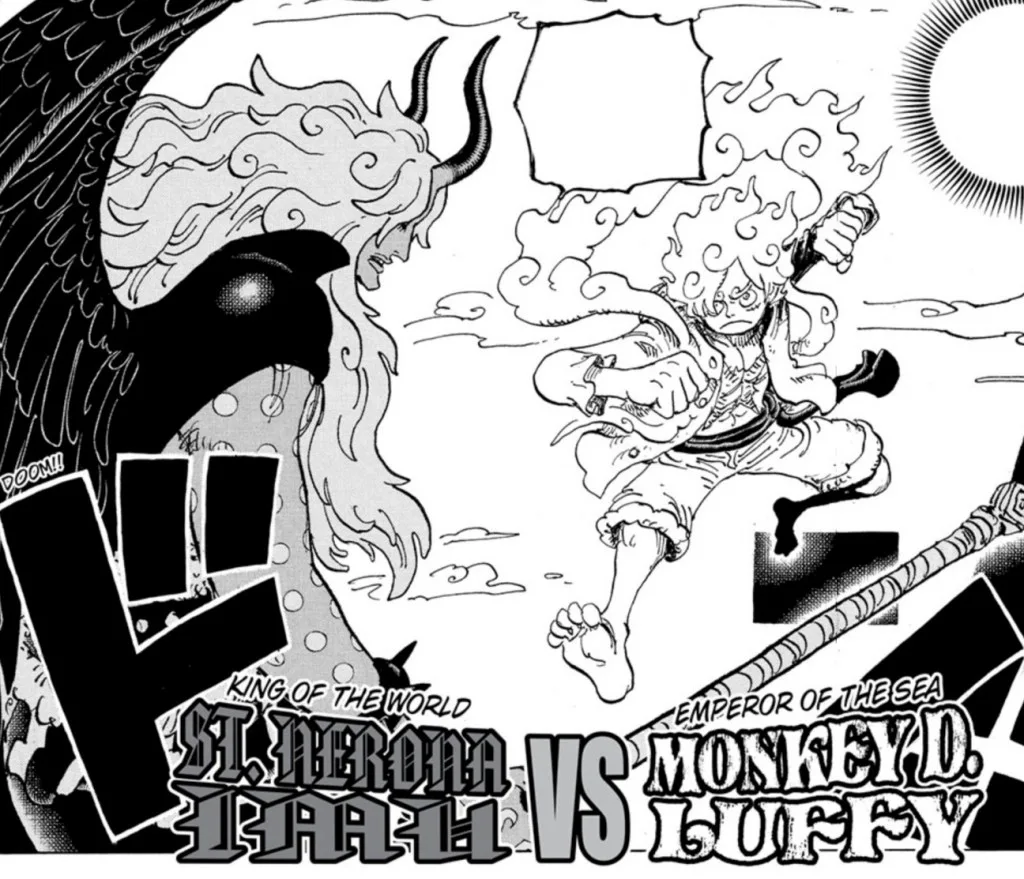 Luffy vs Imu fight in One Piece chapter 1187