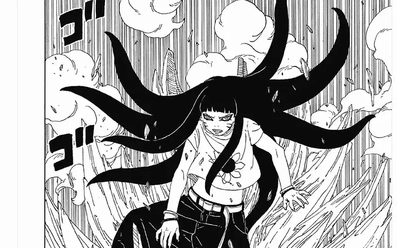 Boruto manga panels featuring Himawari and Kurama