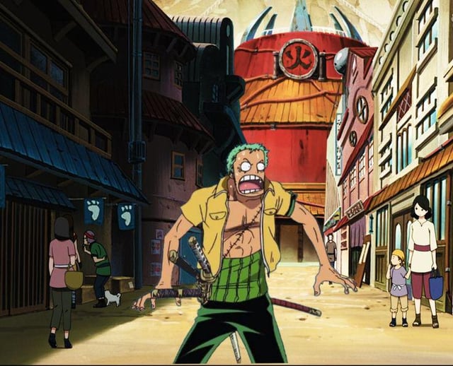 Zoro lost in Naruto's Konoha village