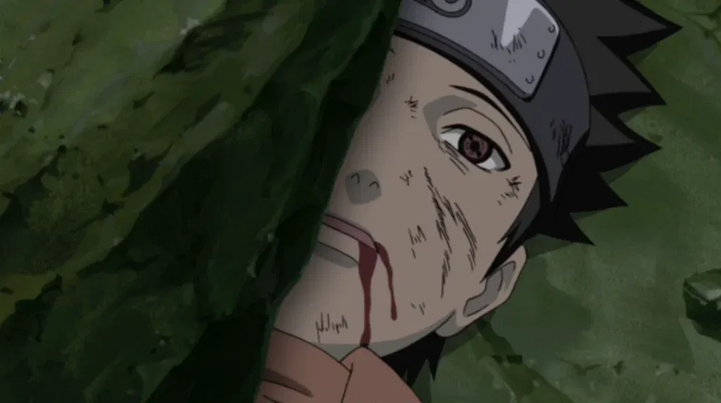 Scene of Uchiha Obito's 'death' in Naruto. Image: Studio Pierrot