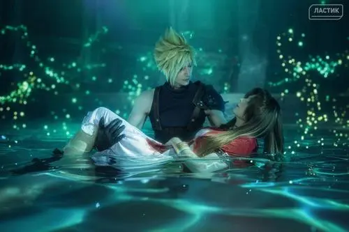 Cloud watching Aerith sink into the water