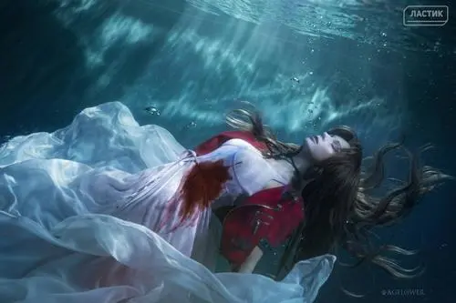 Final moment of Aerith in Final Fantasy VII cosplay