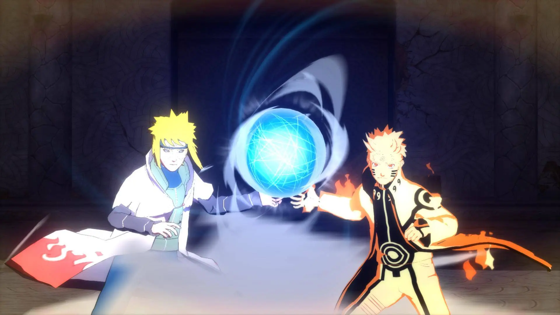 Minato and Naruto using Rasengan together