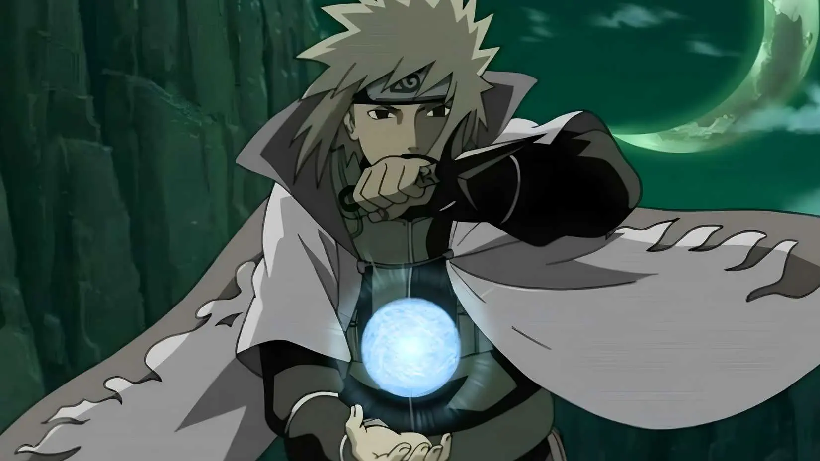 Minato using Rasengan to protect Kushina